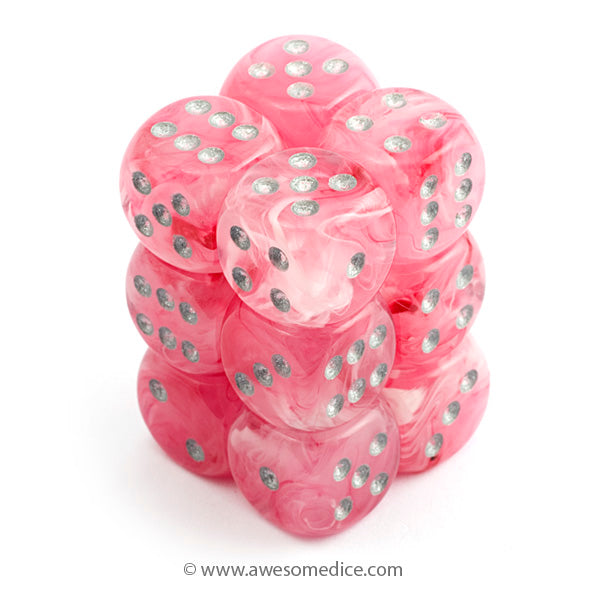 Pink Ghostly Glow 12d6 Dice Set
