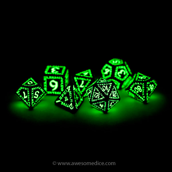 Runic Glow in the Dark 7-Dice Set