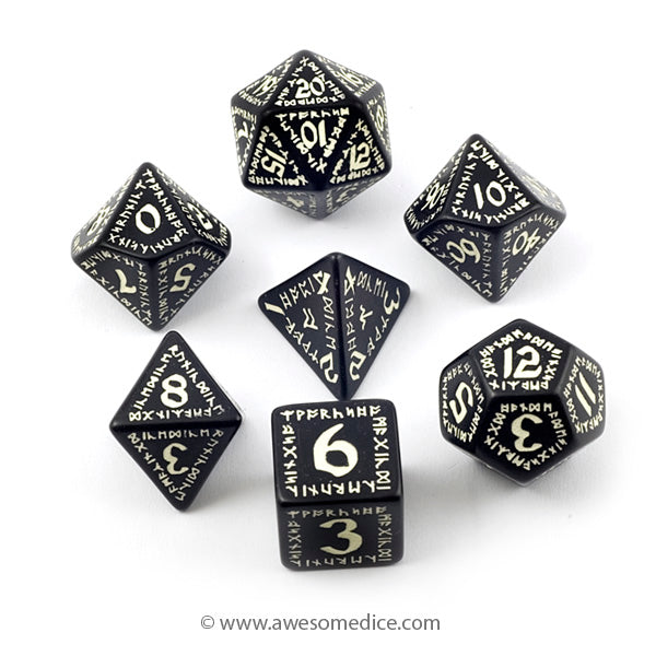 Runic Glow in the Dark 7-Dice Set