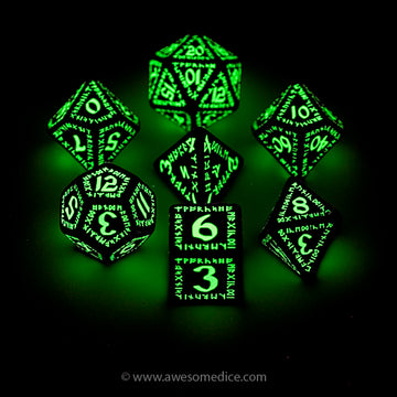 Runic Glow in the Dark 7-Dice Set