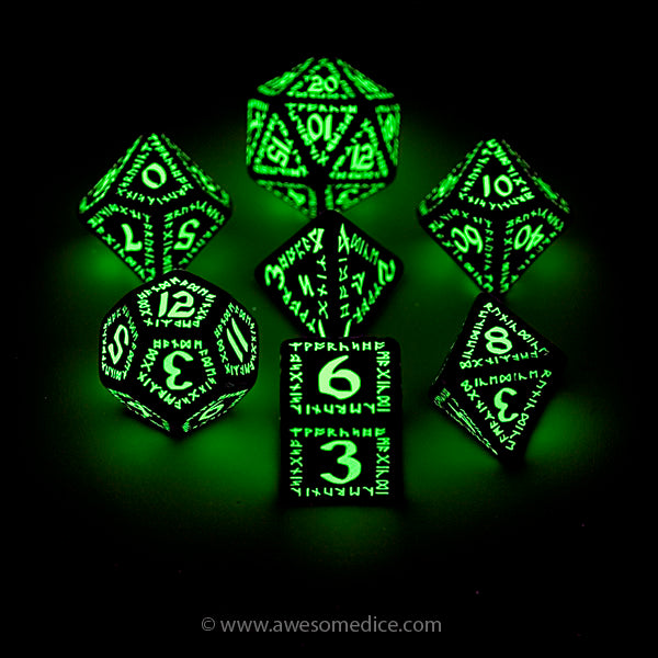 Runic Glow in the Dark 7-Dice Set