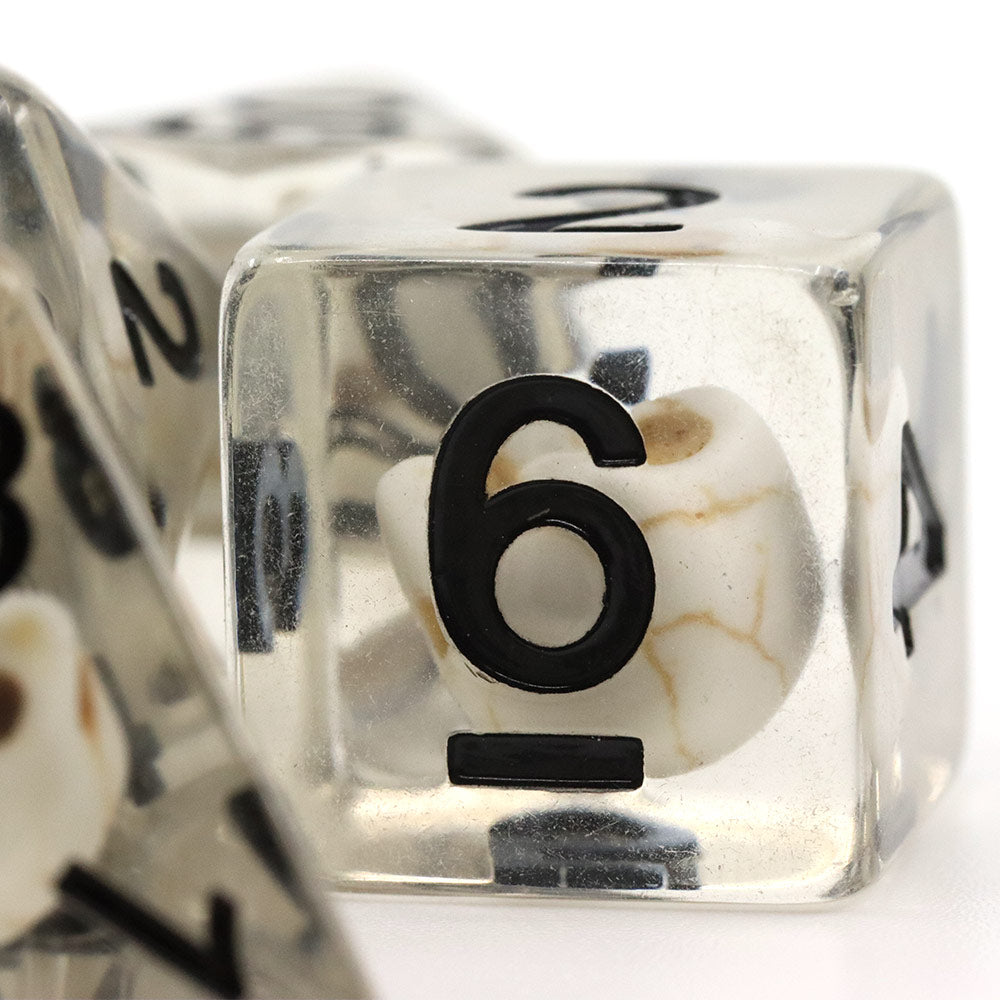 Skull Clear-Black 7 Dice Set