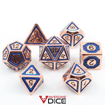 Triton Copper-Blue Metal Dice Set
